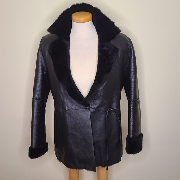 Stylish Mid-Length Front Tie Sheepskin Coat - Picture 2 of 14